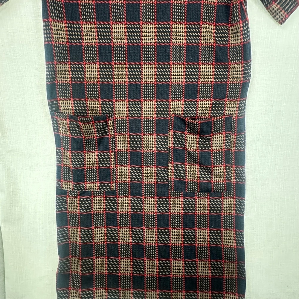 Zara Woman Plaid Mock Neck Sheath Dress Size Large Short Sleeve Pockets Knit L - Picture 2 of 9